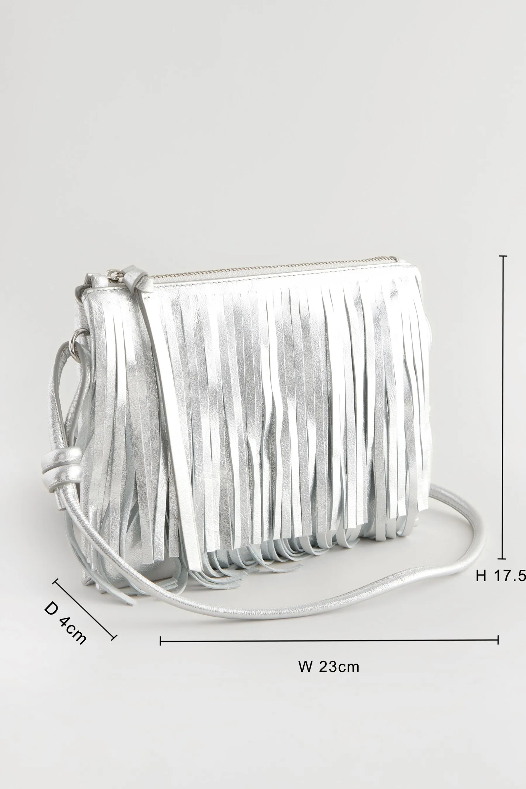 Borsa a tracolla western in pelle con frange    