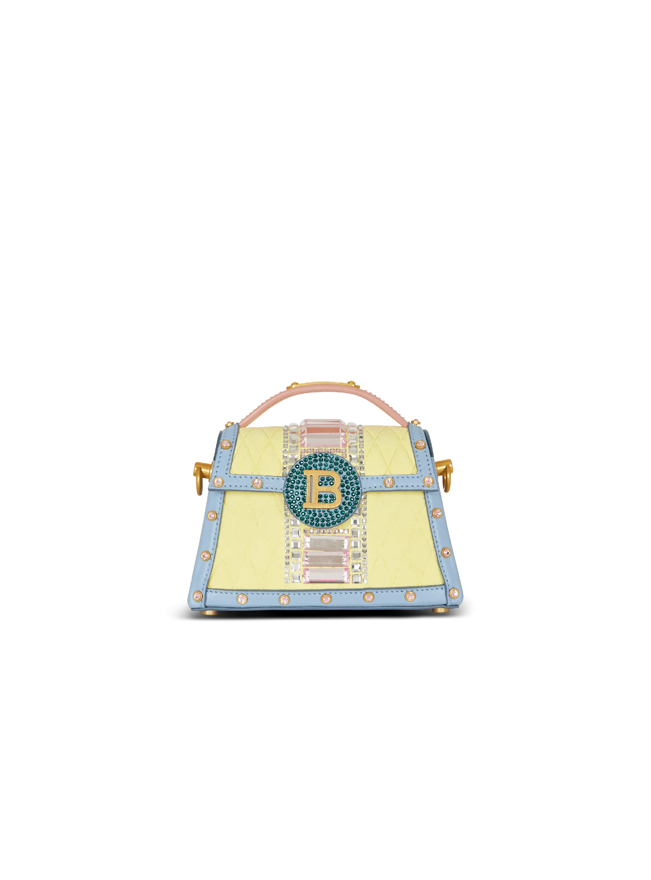 Borsa B-Buzz Dynasty piccola in pelle scamosciata goffrata con motivo griglia e ricami