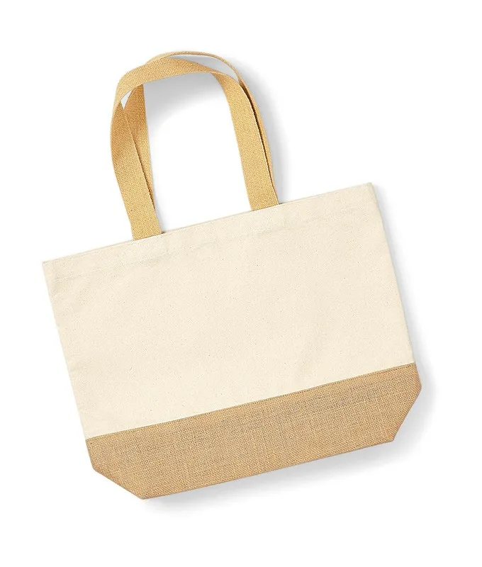 Borsa tote con base in juta