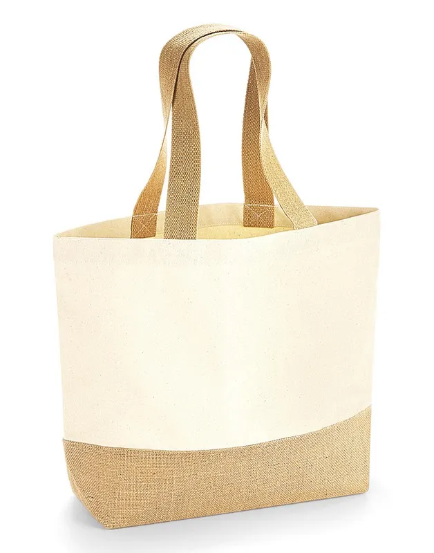 Borsa tote con base in juta