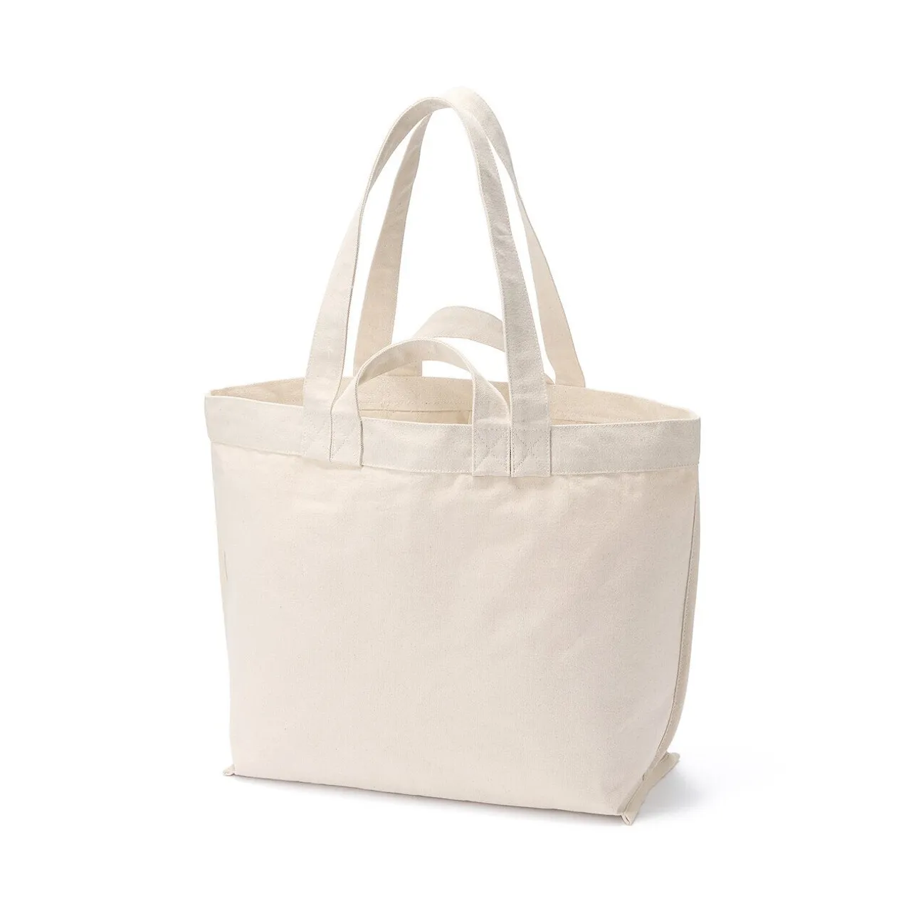 Borsa tote con doppio manico in tela.