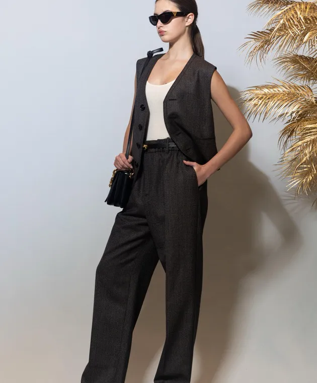 Bottega Veneta Pantaloni marroni in lana 743610V3PI0