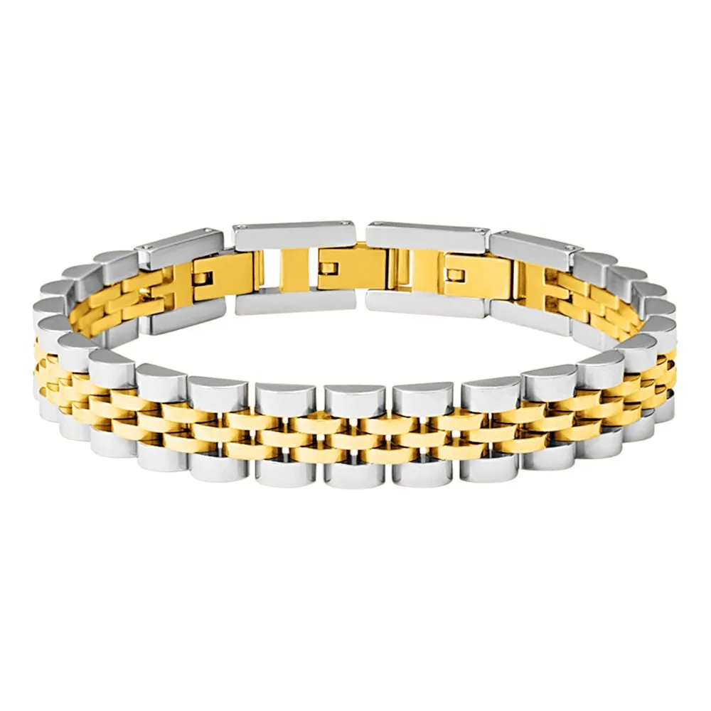 Bracciale Catena Man Code Acciaio Bicolore Dorato / Bianco Maglia Fantasia 21 cm 1681939