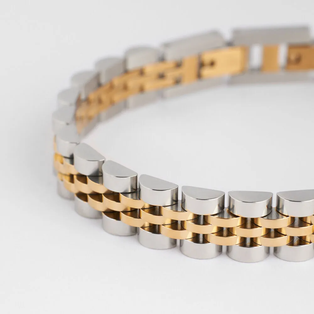 Bracciale Catena Man Code Acciaio Bicolore Dorato / Bianco Maglia Fantasia 21 cm 1681939