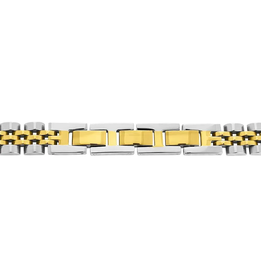 Bracciale Catena Man Code Acciaio Bicolore Dorato / Bianco Maglia Fantasia 21 cm 1681939