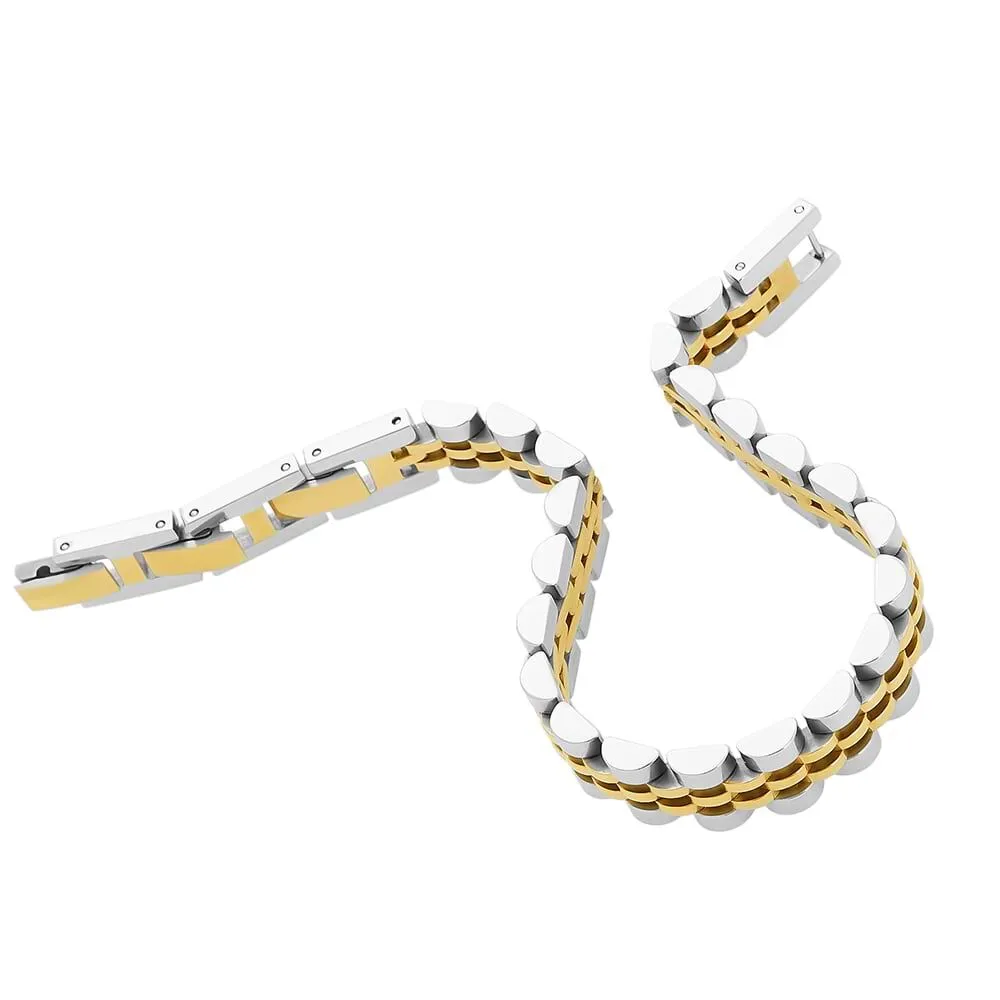 Bracciale Catena Man Code Acciaio Bicolore Dorato / Bianco Maglia Fantasia 21 cm 1681939