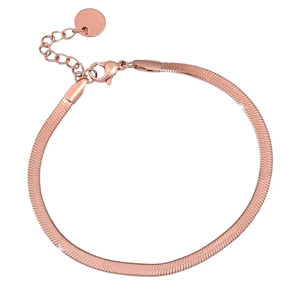 Bracciale in acciaio con catena Piattina Rose gold - Scegli la larghezza all'interno