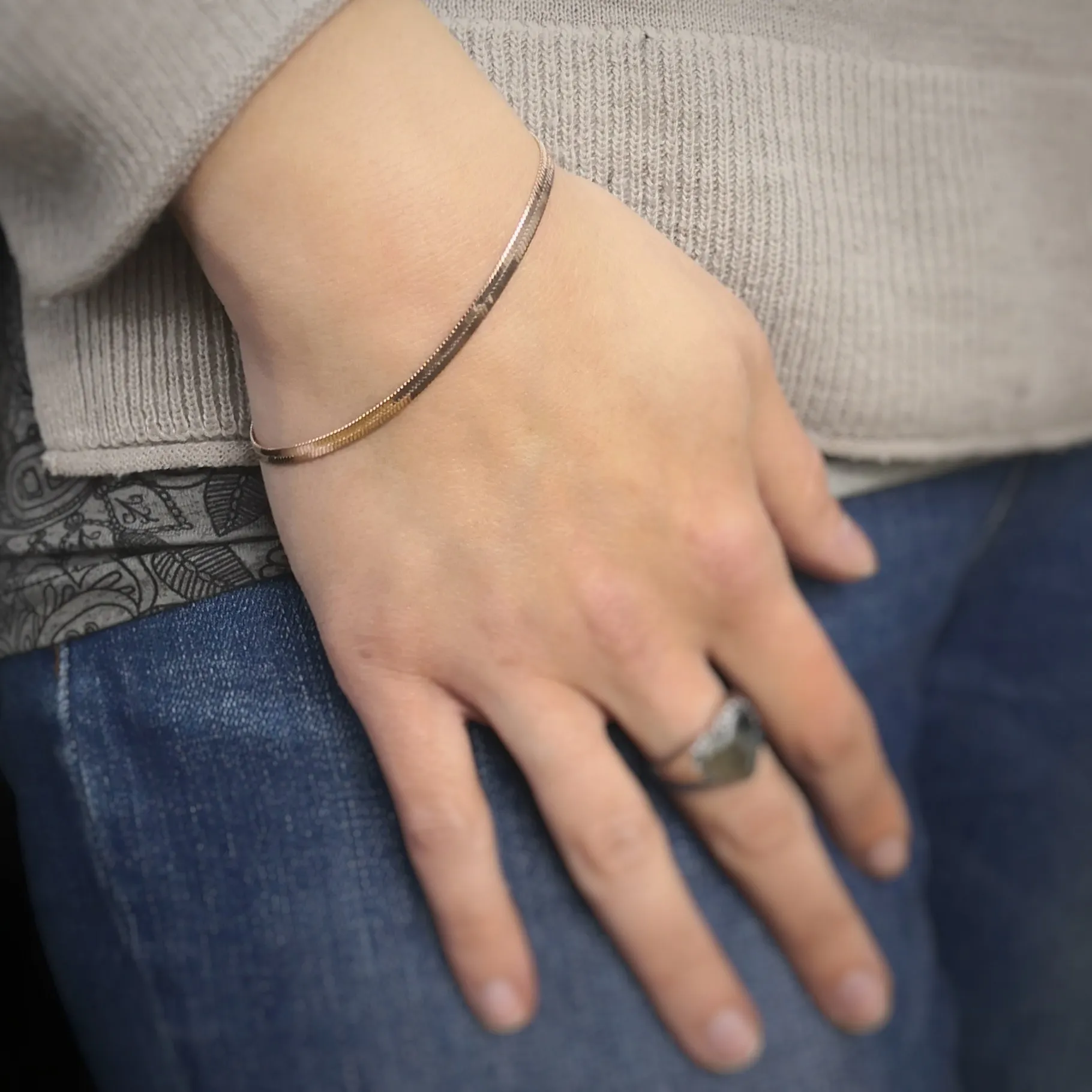 Bracciale in acciaio con catena Piattina Rose gold - Scegli la larghezza all'interno