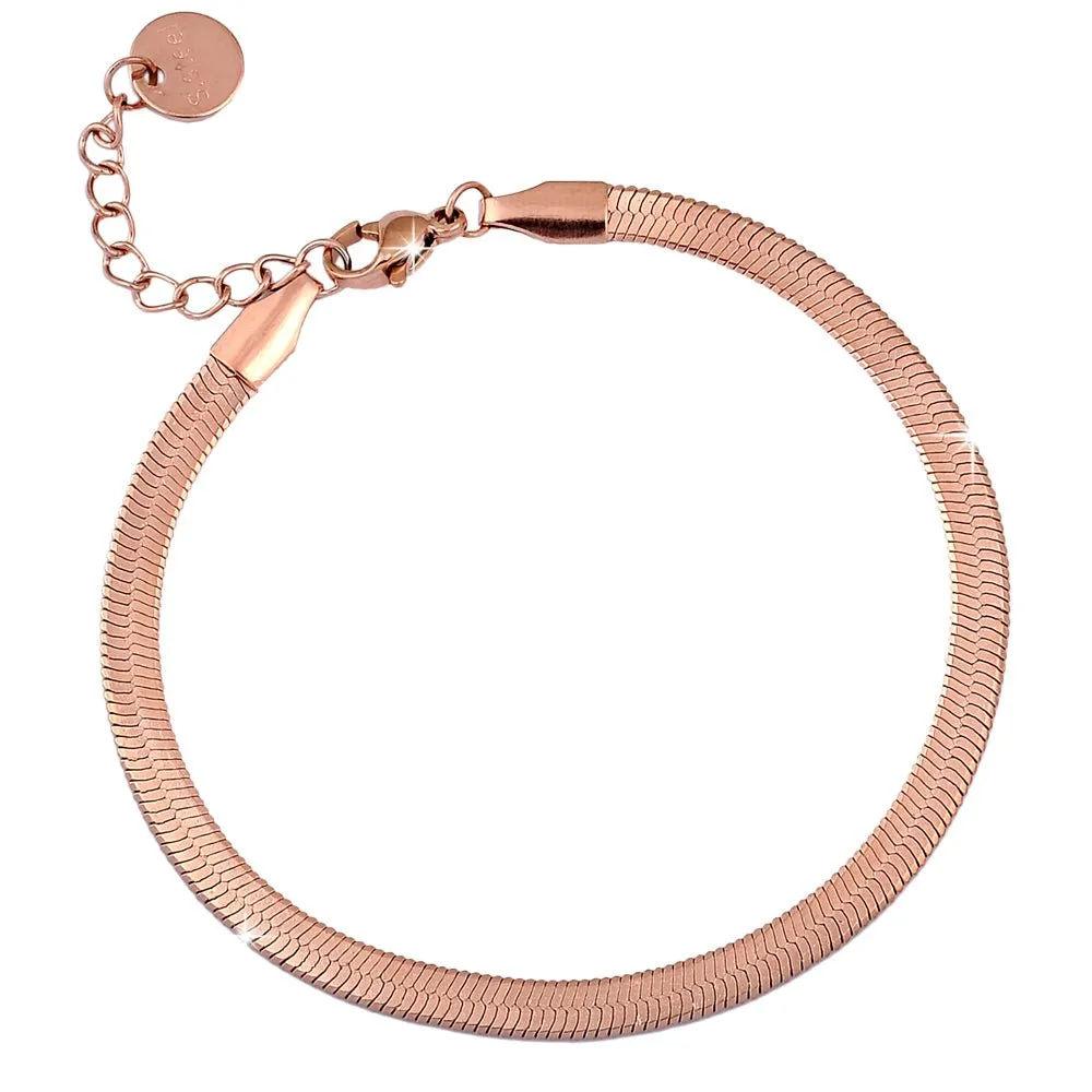Bracciale in acciaio con catena Piattina Rose gold - Scegli la larghezza all'interno