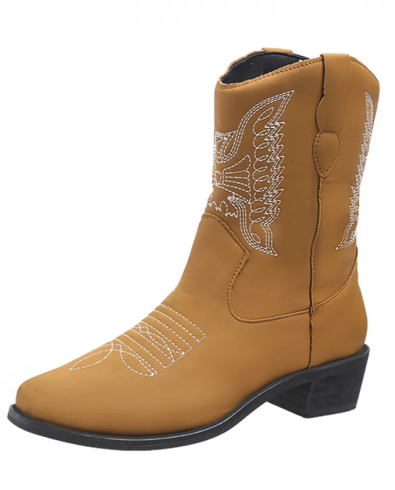 Buono Scarpe 2022 Inverno Nuovo Ricama Donne Stivali Med Tacchi Retro Cavaliere Stivali Donna Botas Mujer Western Stivali Da Cow
