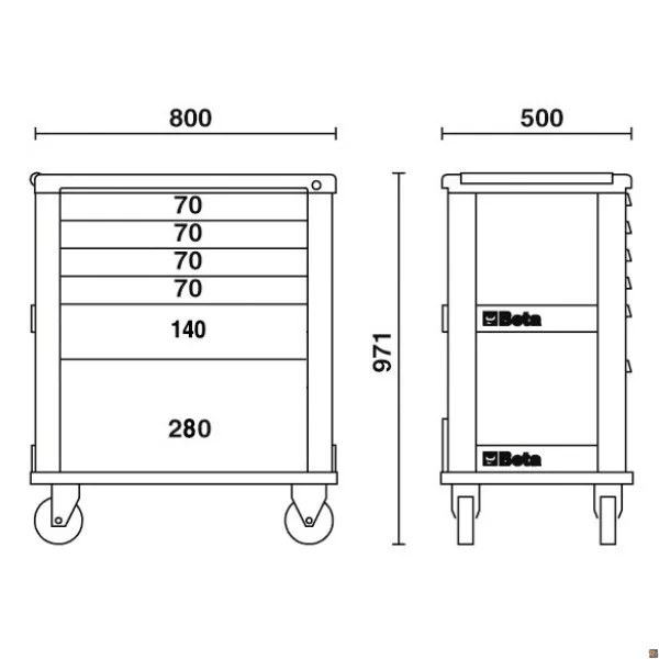 C39/6 - 3900 - CASSETTIERA MOBILE CON SEI CASSETTI - VUOTA BETA UTENSILI 039000033