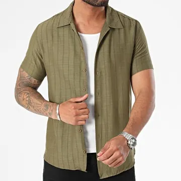 Camicia a maniche corte verde kaki