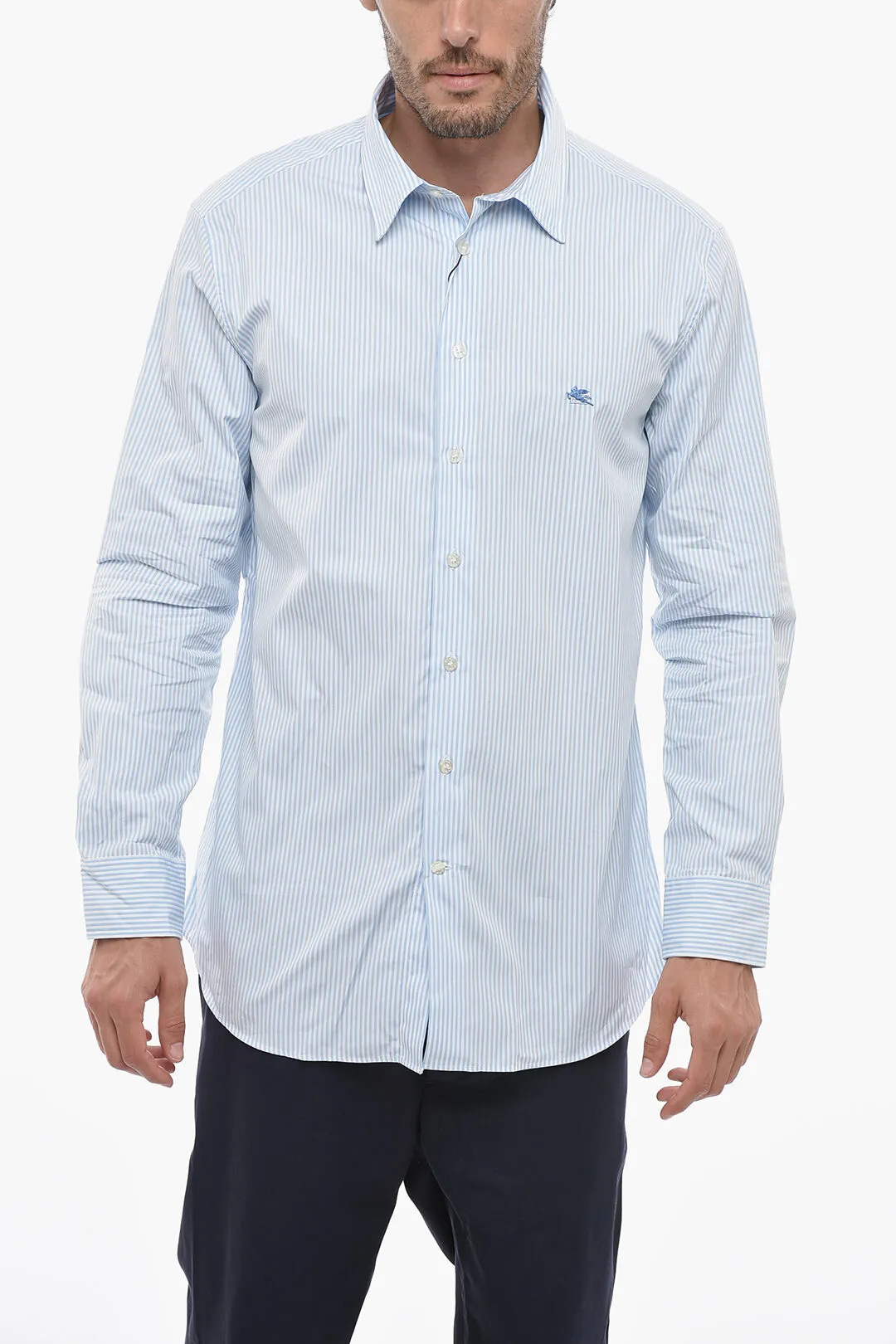 Camicia a Righe Awning con Collo Italiano