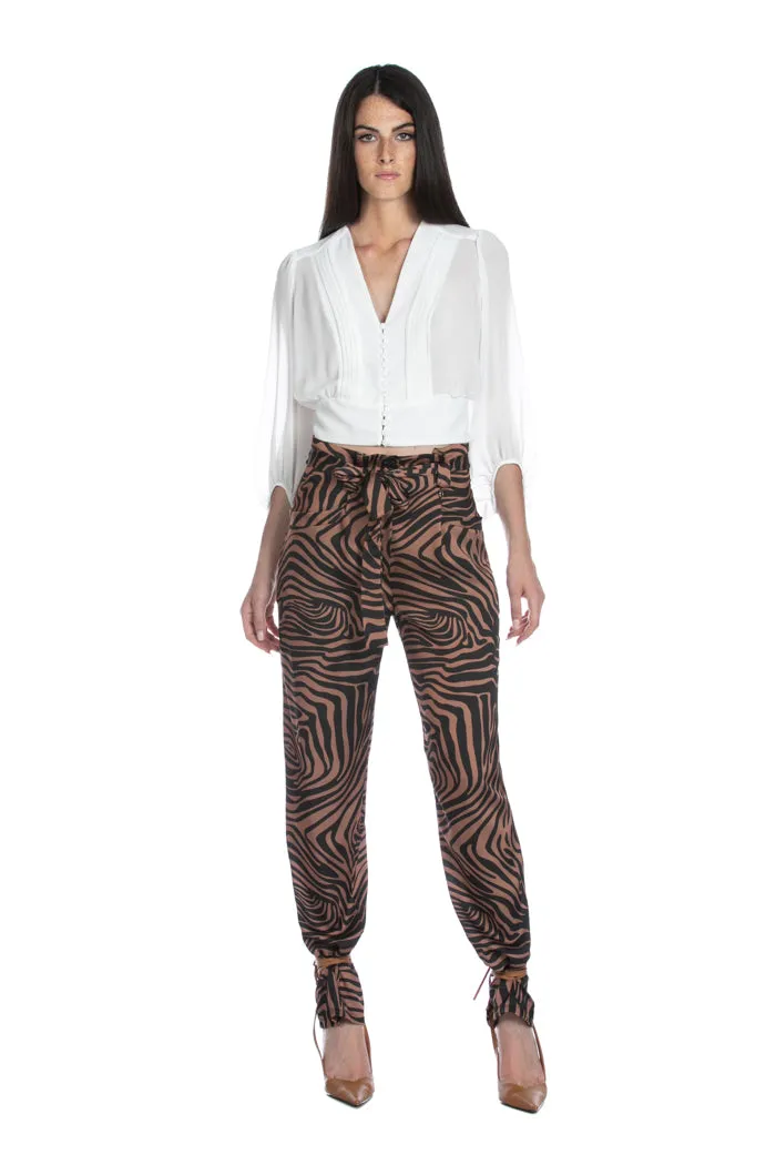 Camicia BRIASCO corta m.3/4 palloncino con arriccio scollo v plisse'