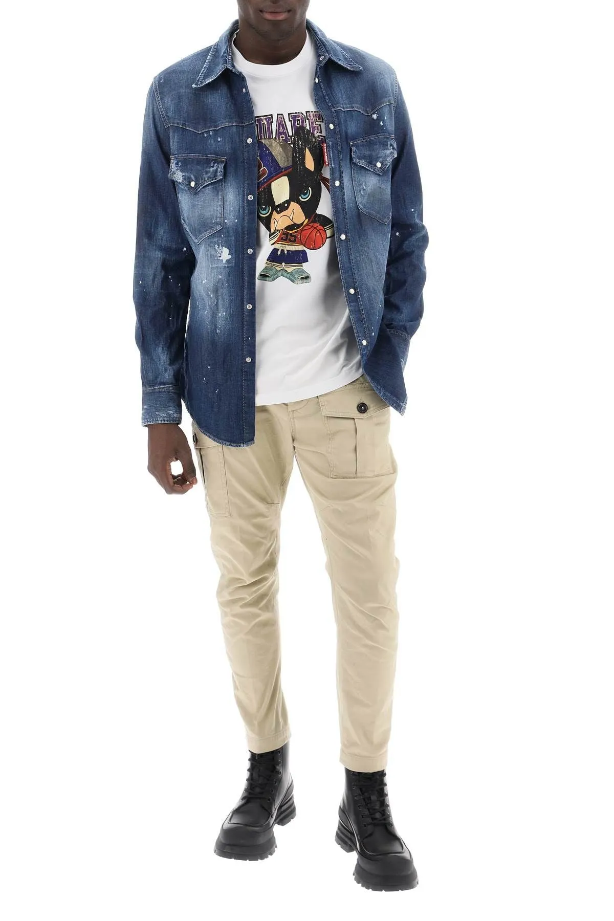 Camicia occidentale dsquared2 in denim usato