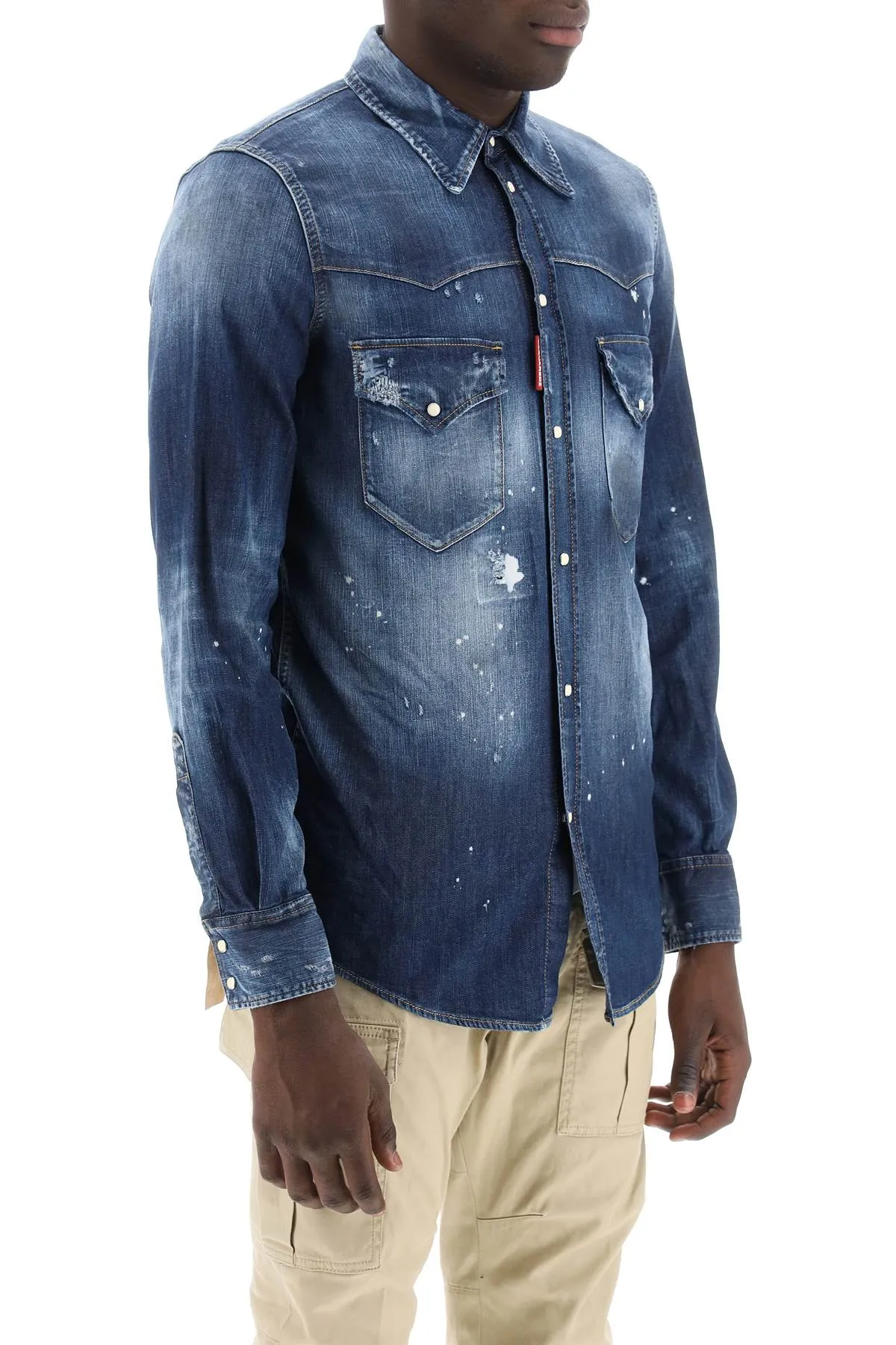 Camicia occidentale dsquared2 in denim usato