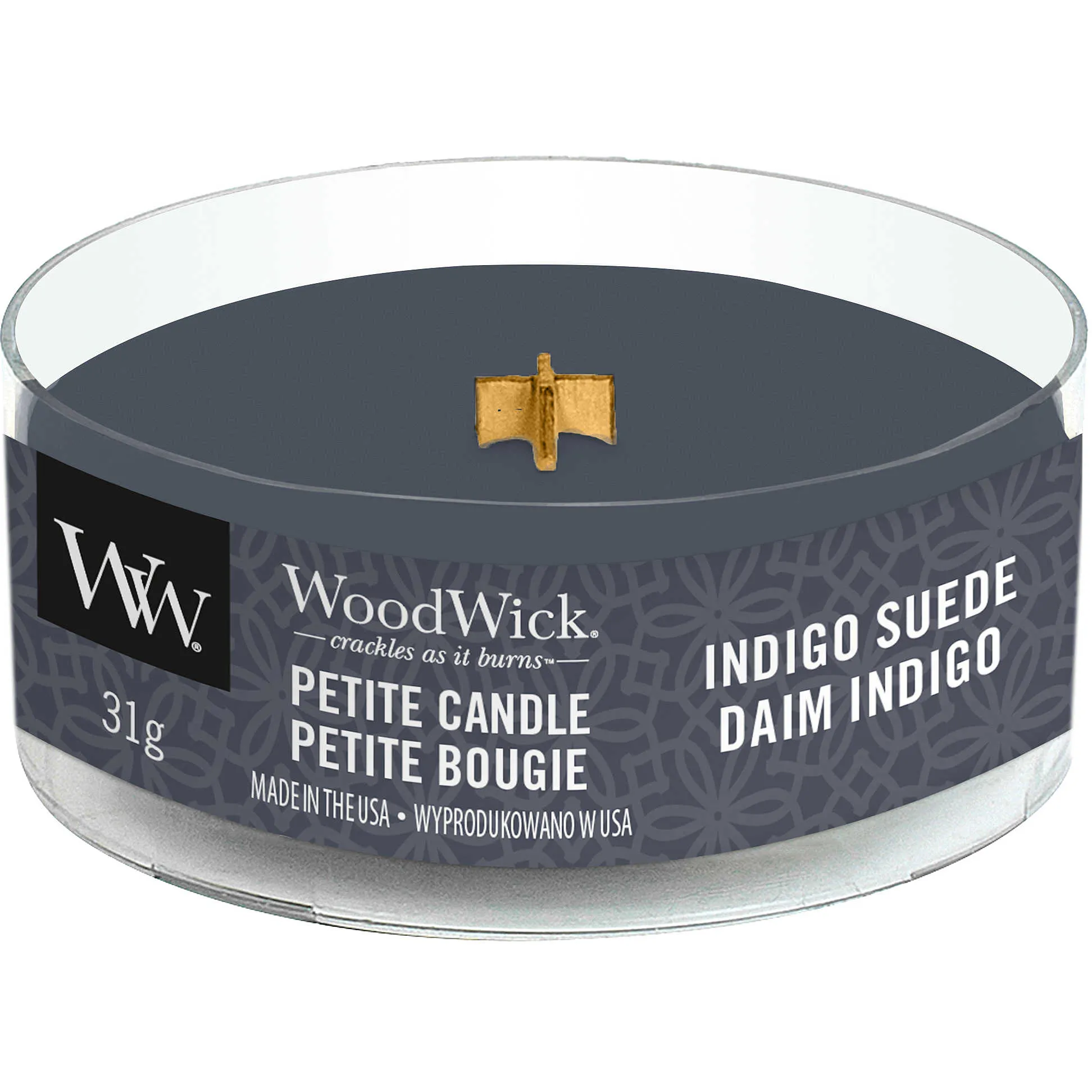 Candela ecologica WoodWick colore Blu