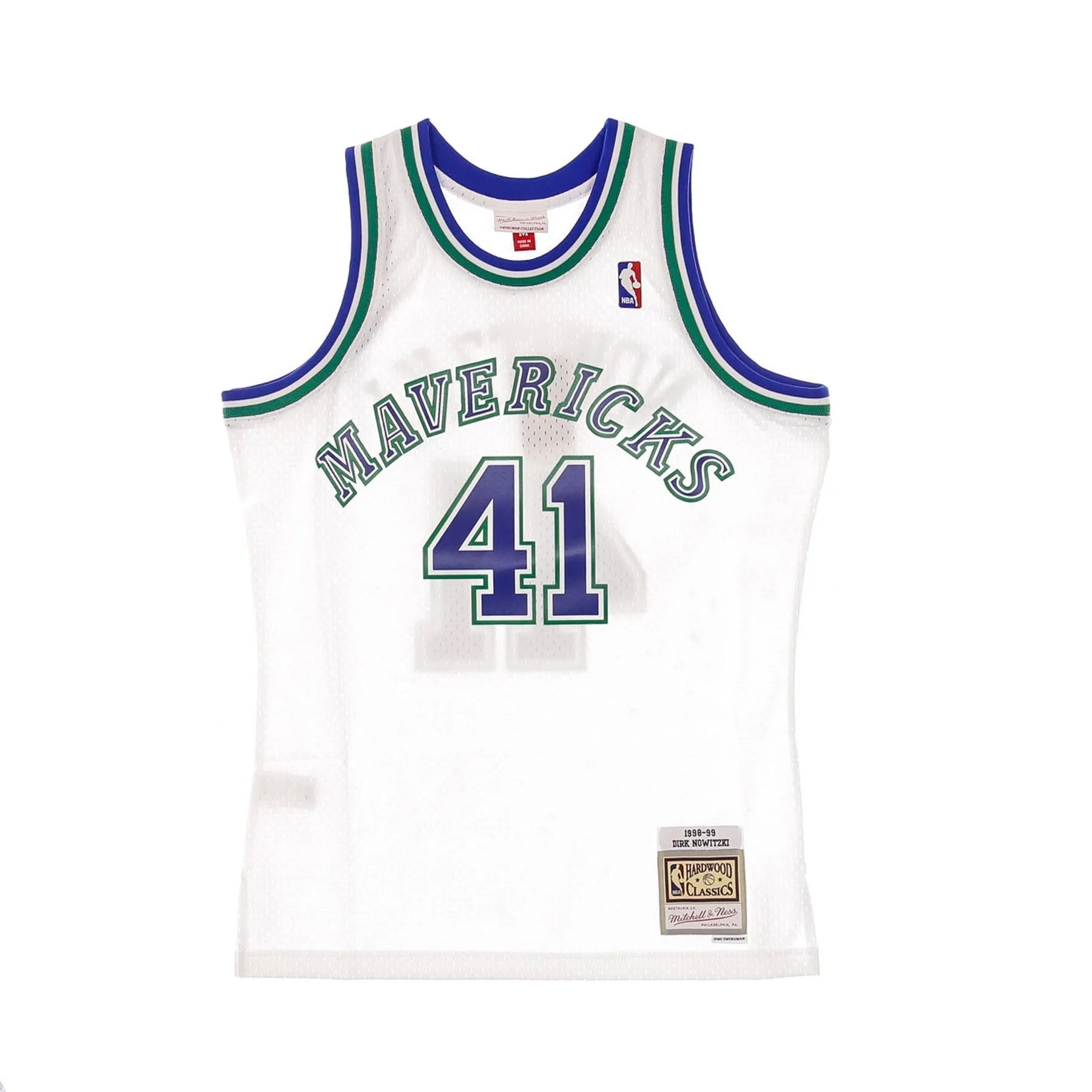 Canotta Basket Uomo Nba Swingman Jersey Hardwood Classics No 41 Dirk Nowitzki 1998-99 Dalmav Home Original Team Colors