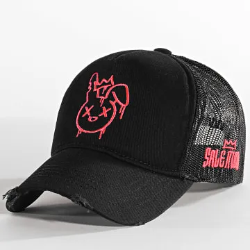 Cappello Trucker King Rabbit Nero Rosa Fluo