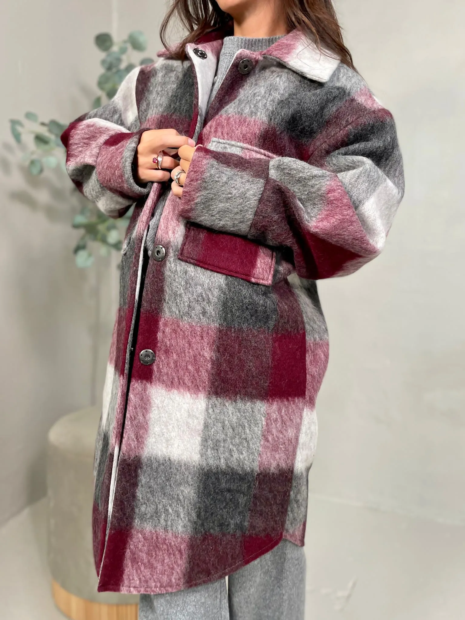 Cappotto Check Amarena