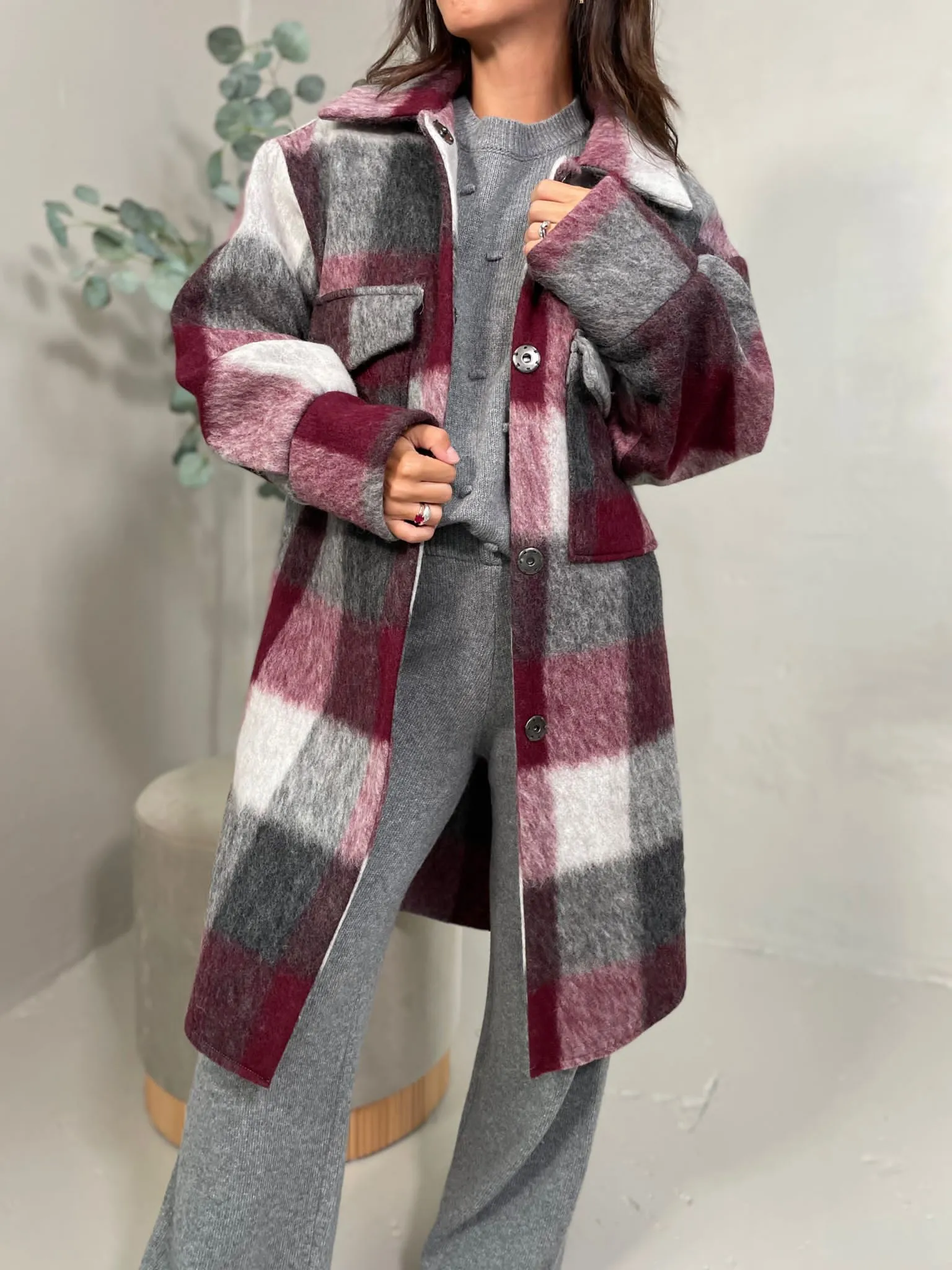 Cappotto Check Amarena