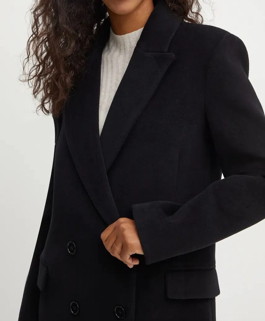 Cappotto Lungo Doppio Petto Panno Nero Patrizia Pepe