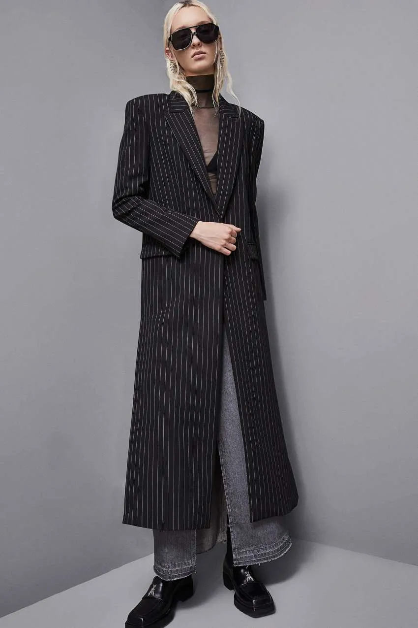 Cappotto Lungo Flanella Gessato Patrizia Pepe