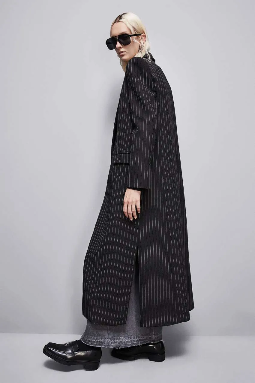 Cappotto Lungo Flanella Gessato Patrizia Pepe
