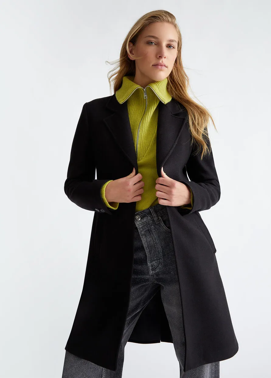 Cappotto Misto Lana Nero Liu Jo