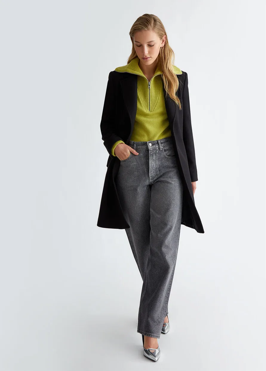 Cappotto Misto Lana Nero Liu Jo