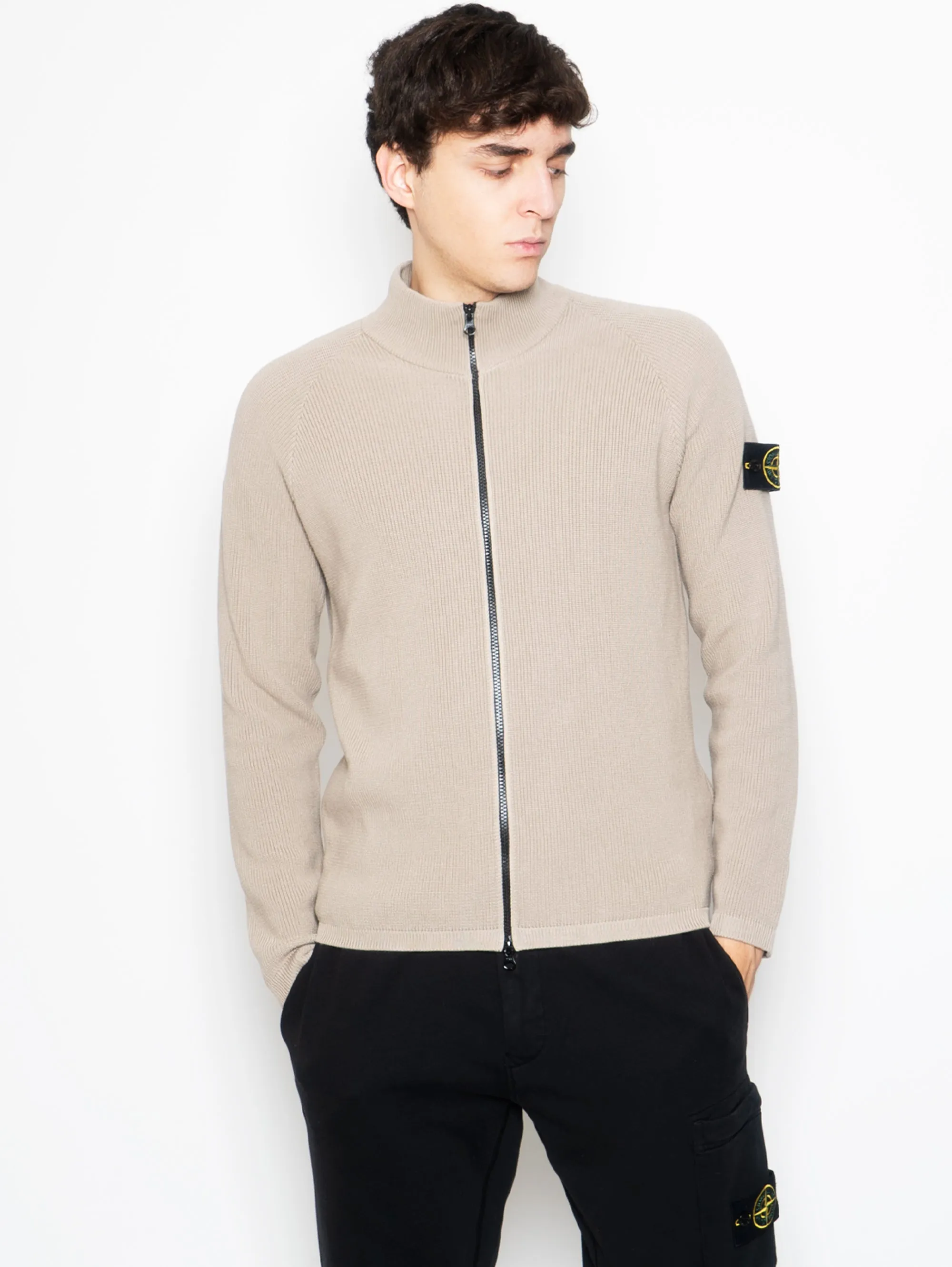 Cardigan a Coste Beige