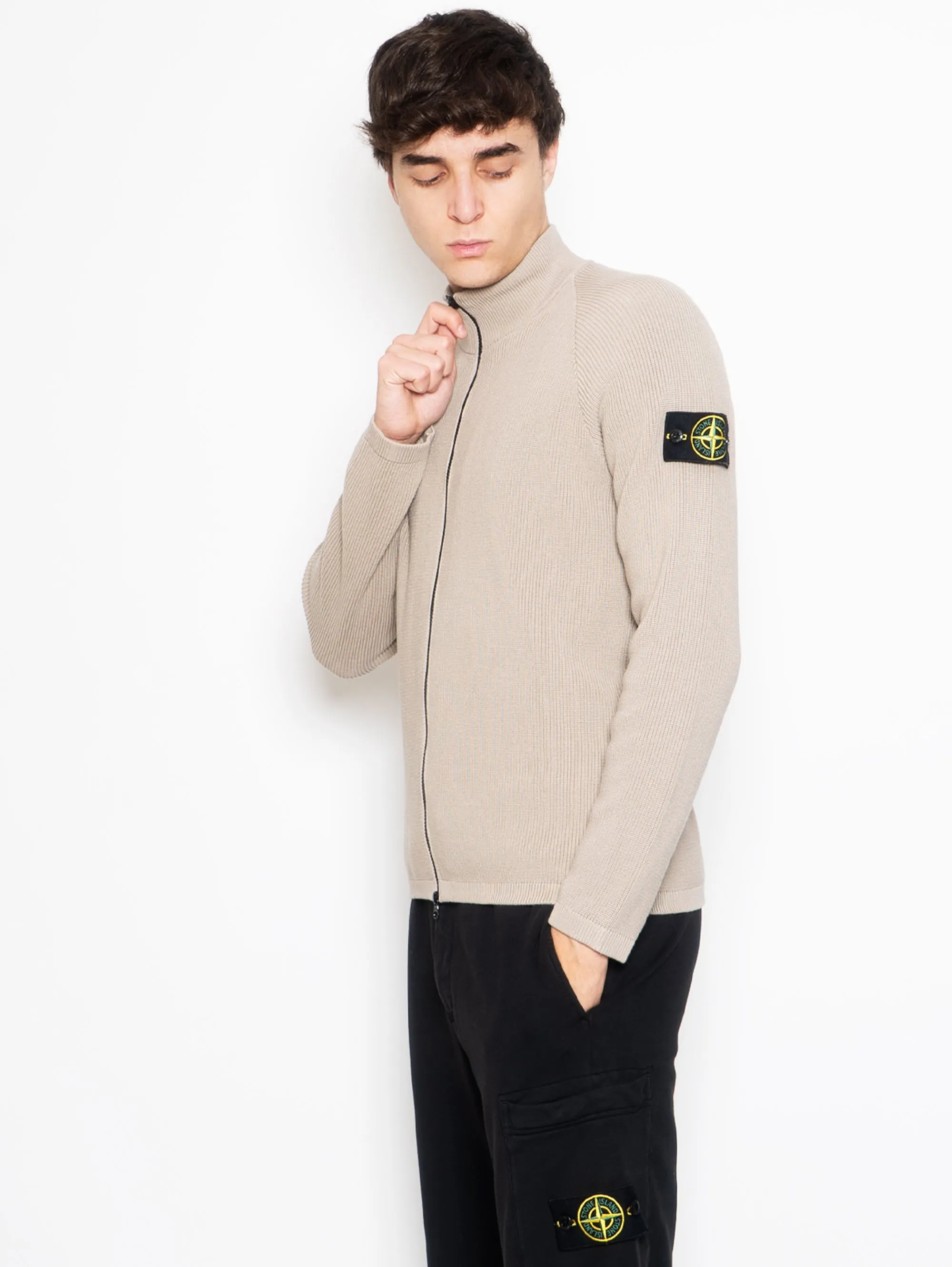 Cardigan a Coste Beige
