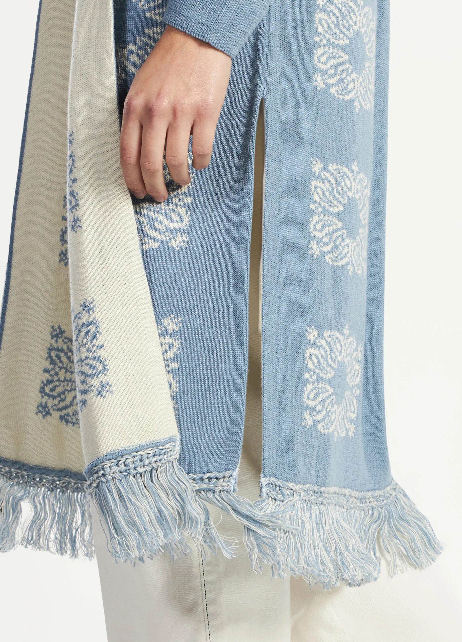 Cardigan aperto con lavorazione jacquard donna