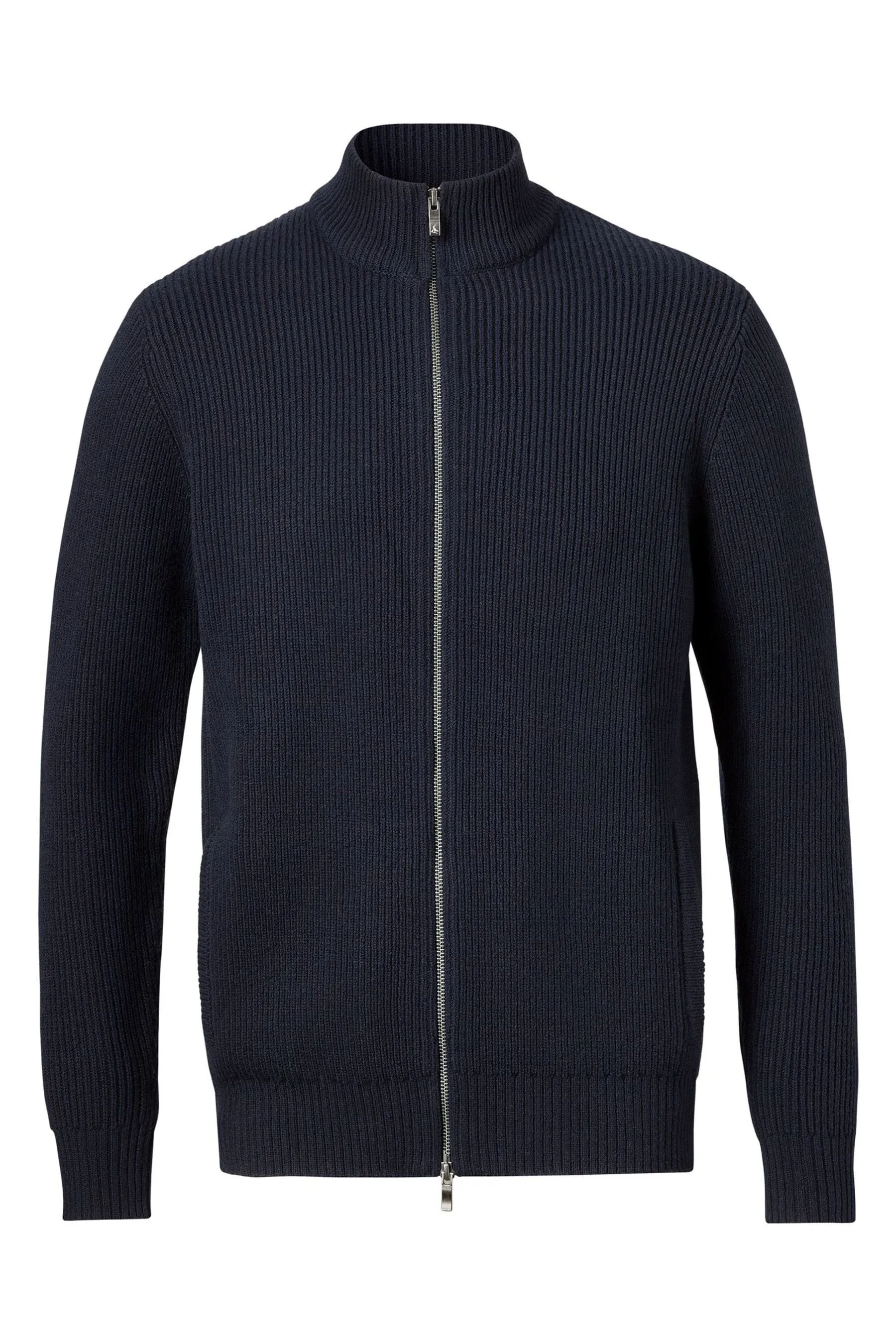 Cardigan Charles Tyrwhitt spesso a coste con zip Collo a imbuto    