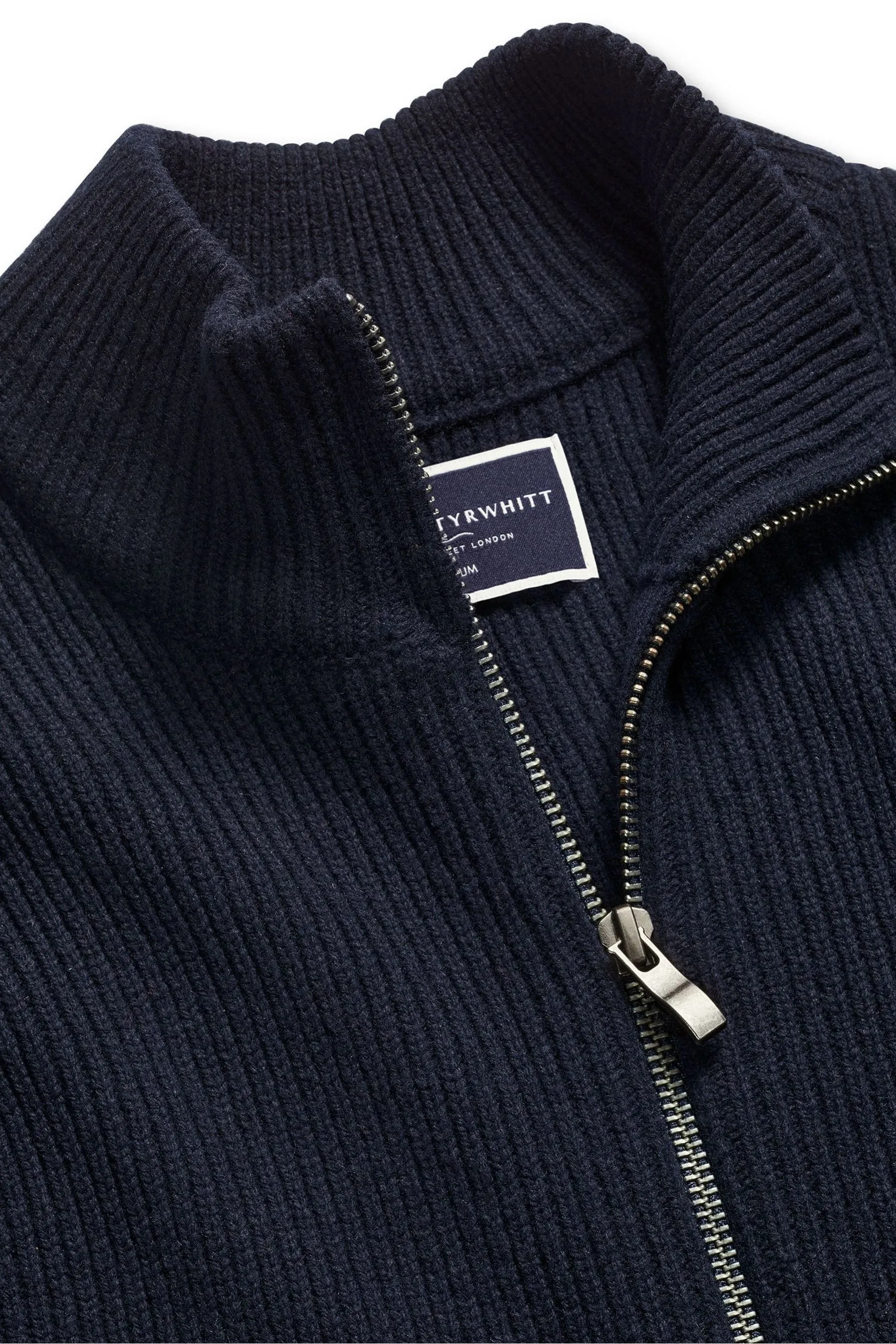 Cardigan Charles Tyrwhitt spesso a coste con zip Collo a imbuto    