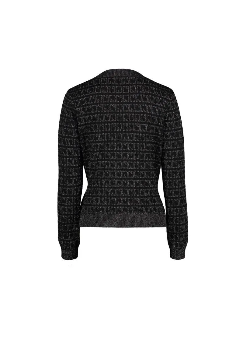 Cardigan con logo jacquard