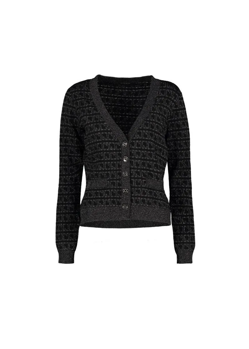 Cardigan con logo jacquard