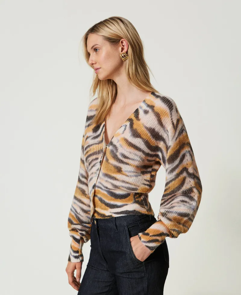 Cardigan doppio uso in lana e alpaca