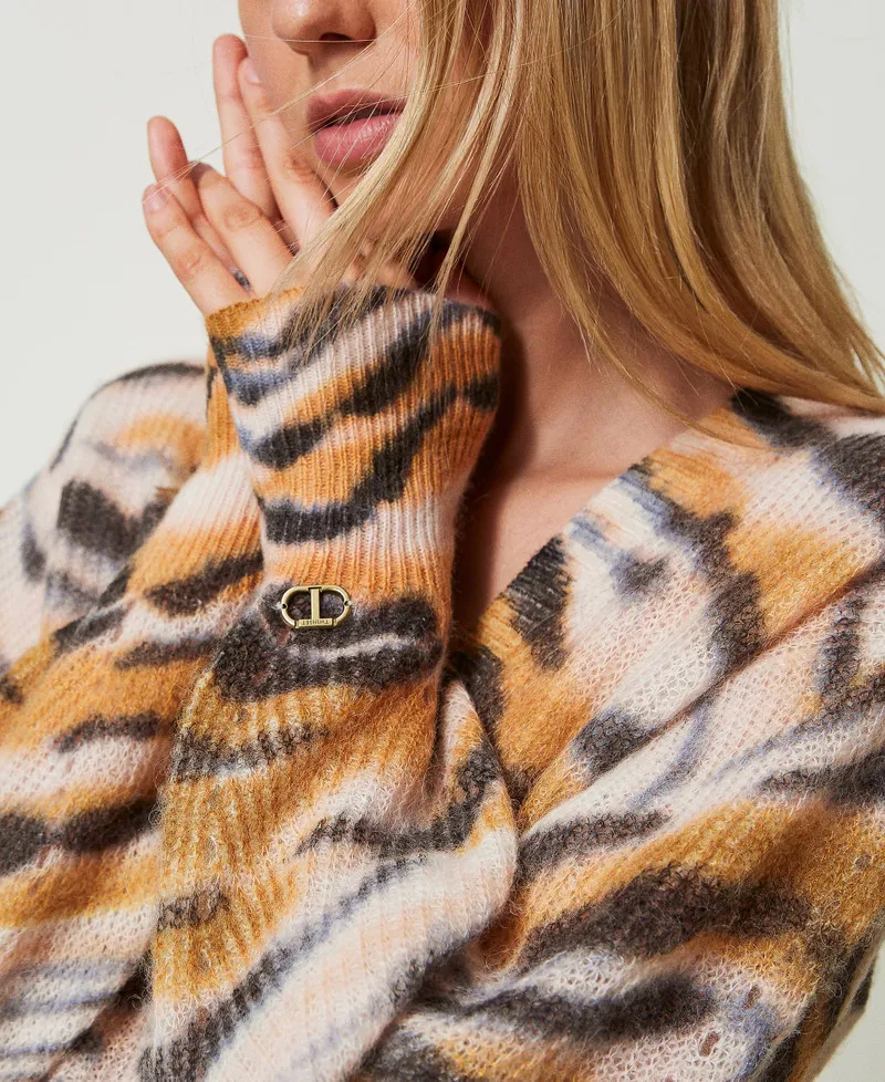 Cardigan doppio uso in lana e alpaca