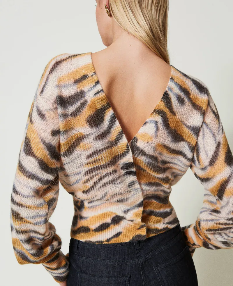 Cardigan doppio uso in lana e alpaca