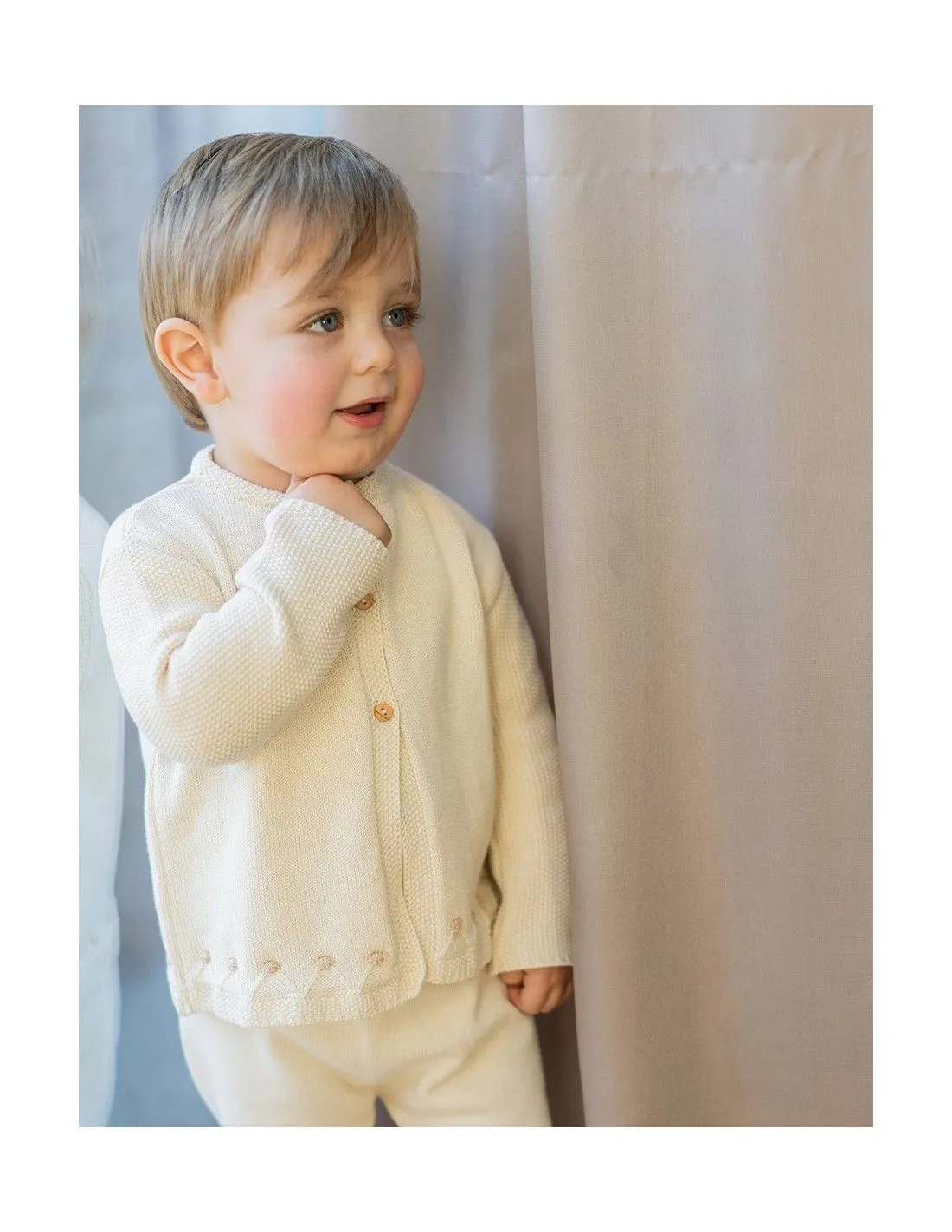 CARDIGAN IN COTONE NATURALE RICAMATO