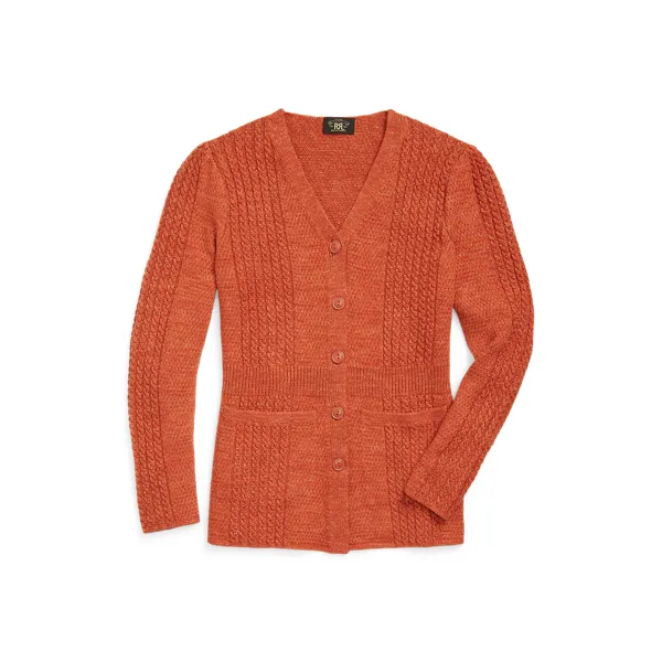 Cardigan in lino e cotone a trecce