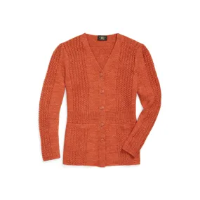 Cardigan in lino e cotone a trecce