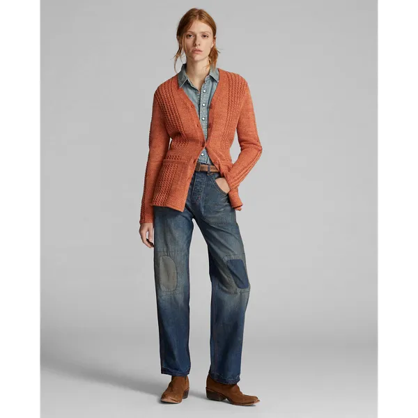 Cardigan in lino e cotone a trecce
