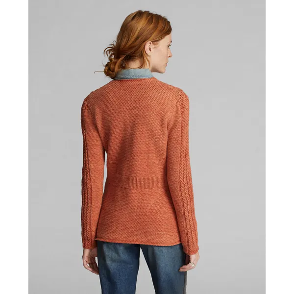 Cardigan in lino e cotone a trecce