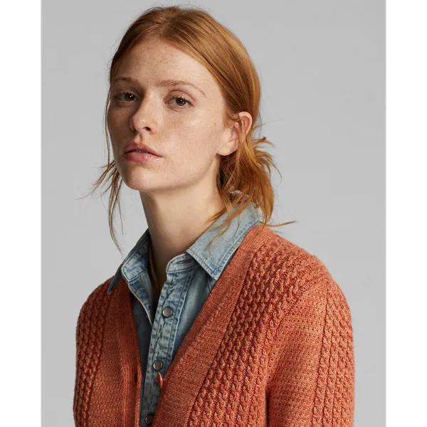 Cardigan in lino e cotone a trecce