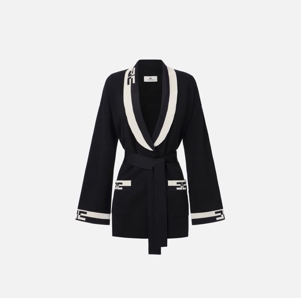 Cardigan in viscosa con bande logo