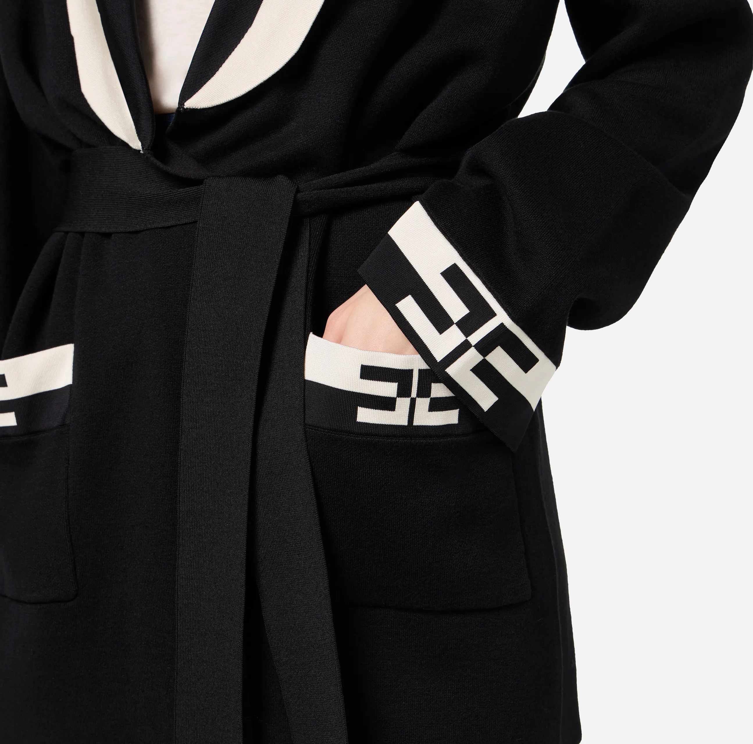 Cardigan in viscosa con bande logo