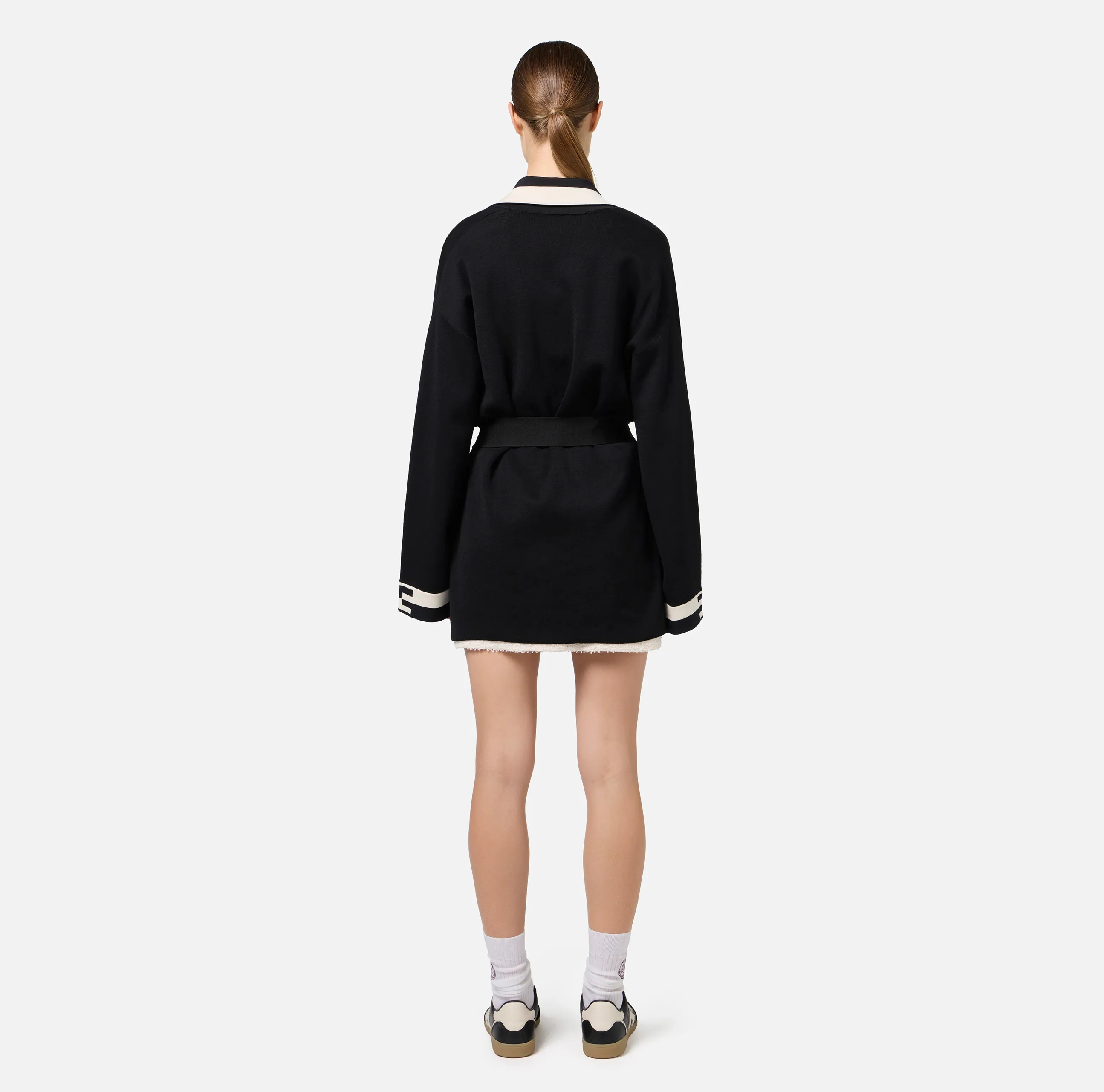 Cardigan in viscosa con bande logo