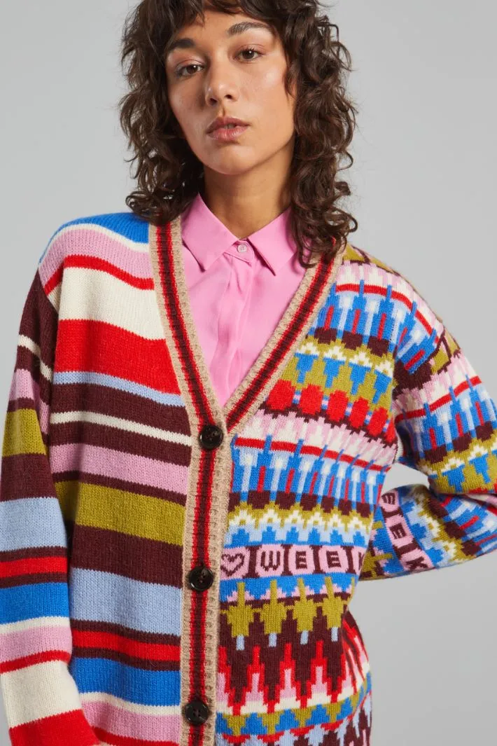 Cardigan jacquard in alpaca